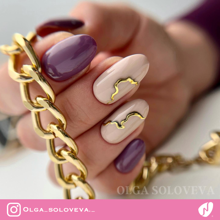 Gold and Glossy Nail Art